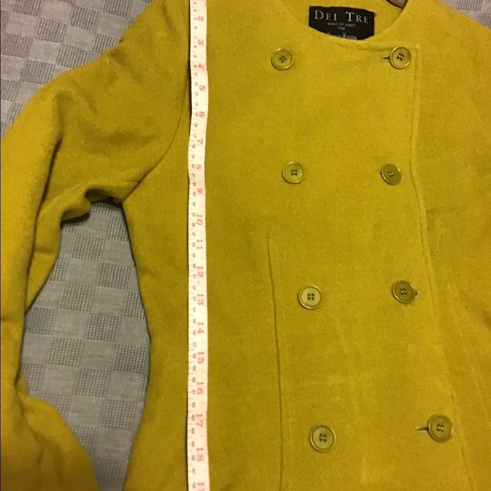 Dei Tre Pea Coat Jacket Sz S Chartreuse View 6